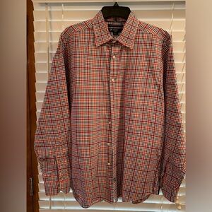Cremieux Classics Slim Fit Stretch Oxford Red & Blue Plaid Button Down  Large